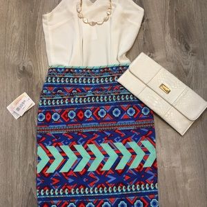 NWT LLR Cassie skirt, Small, aztec, tribal design